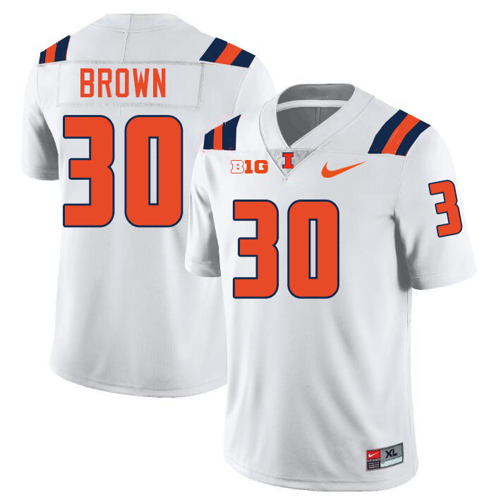 #30 Sydney Brown Illinois Fighting Illini Football Jersey,Uniforms-White